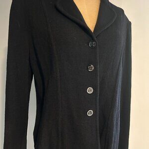 Vintage St. John Collection 4-Button Black Knit Sweater Blazer Size 12